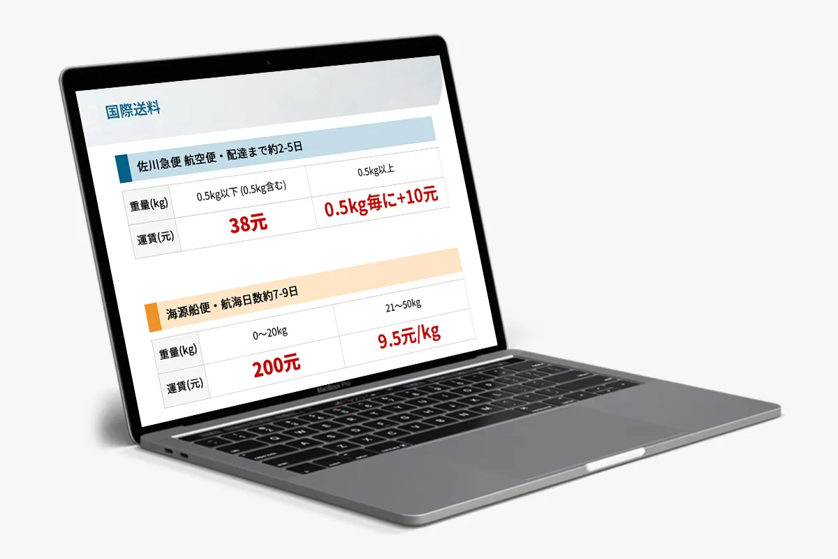 業界最安水準の送料