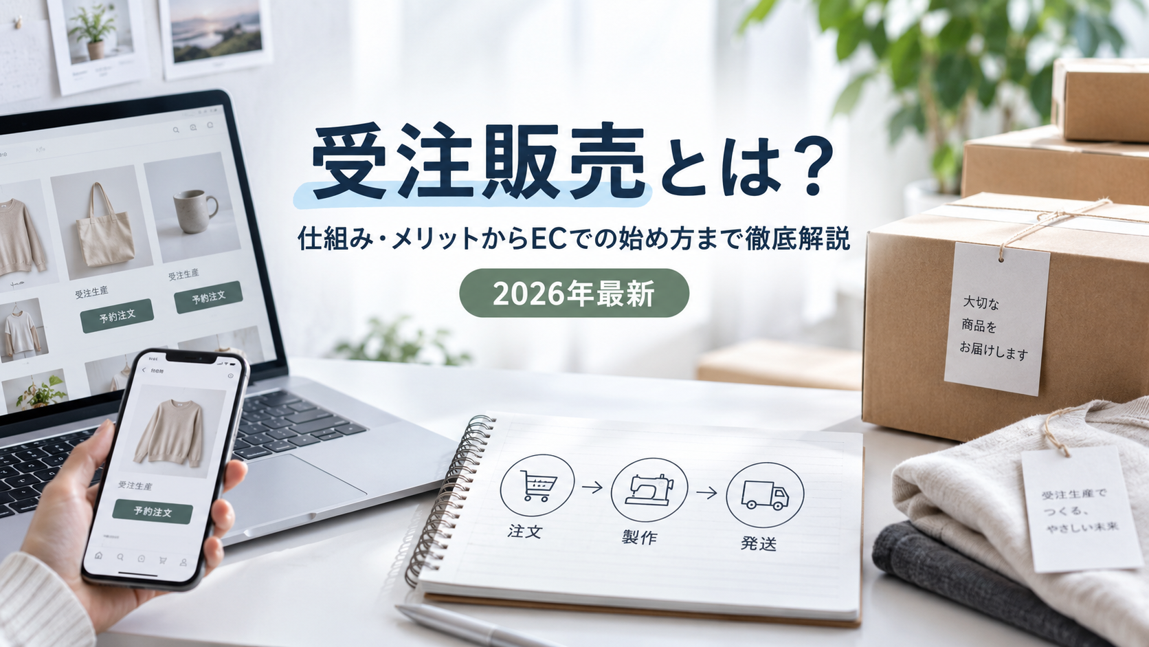 受注販売の仕組みをイメージしたEC運営風景。