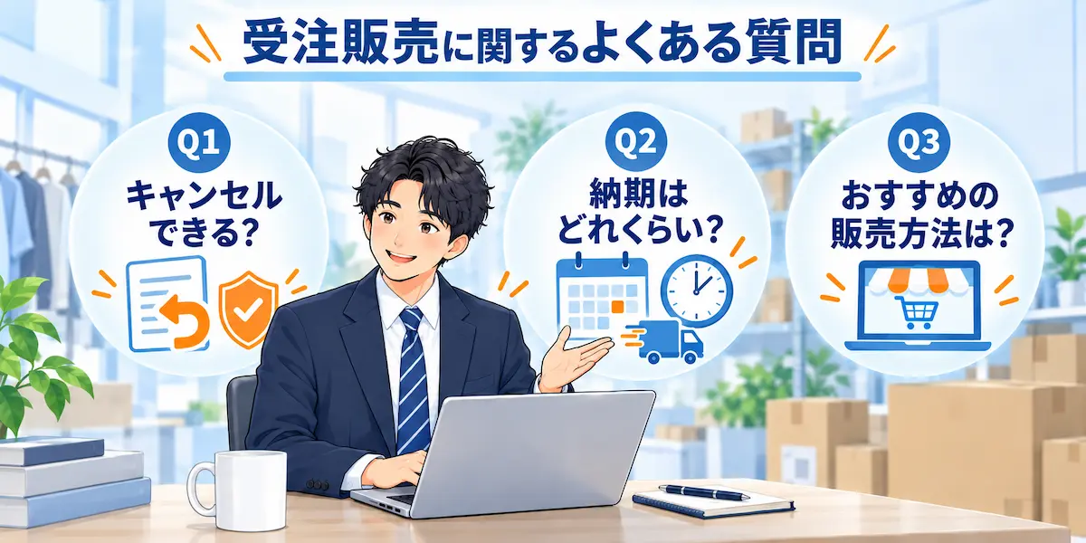 キャンル・納期、販売方法に関するよくある質問のイメージイラスト