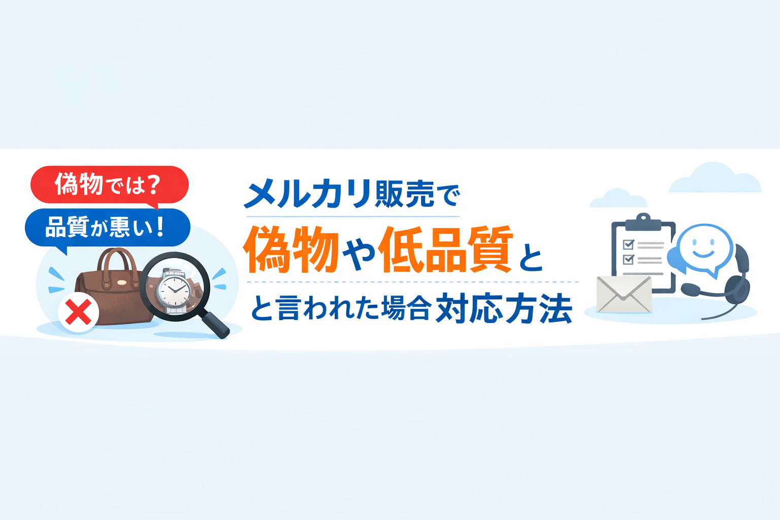 メルカリ販売で 偽物や低品質と言われた場合の対応方法 横長サムネイル画像
