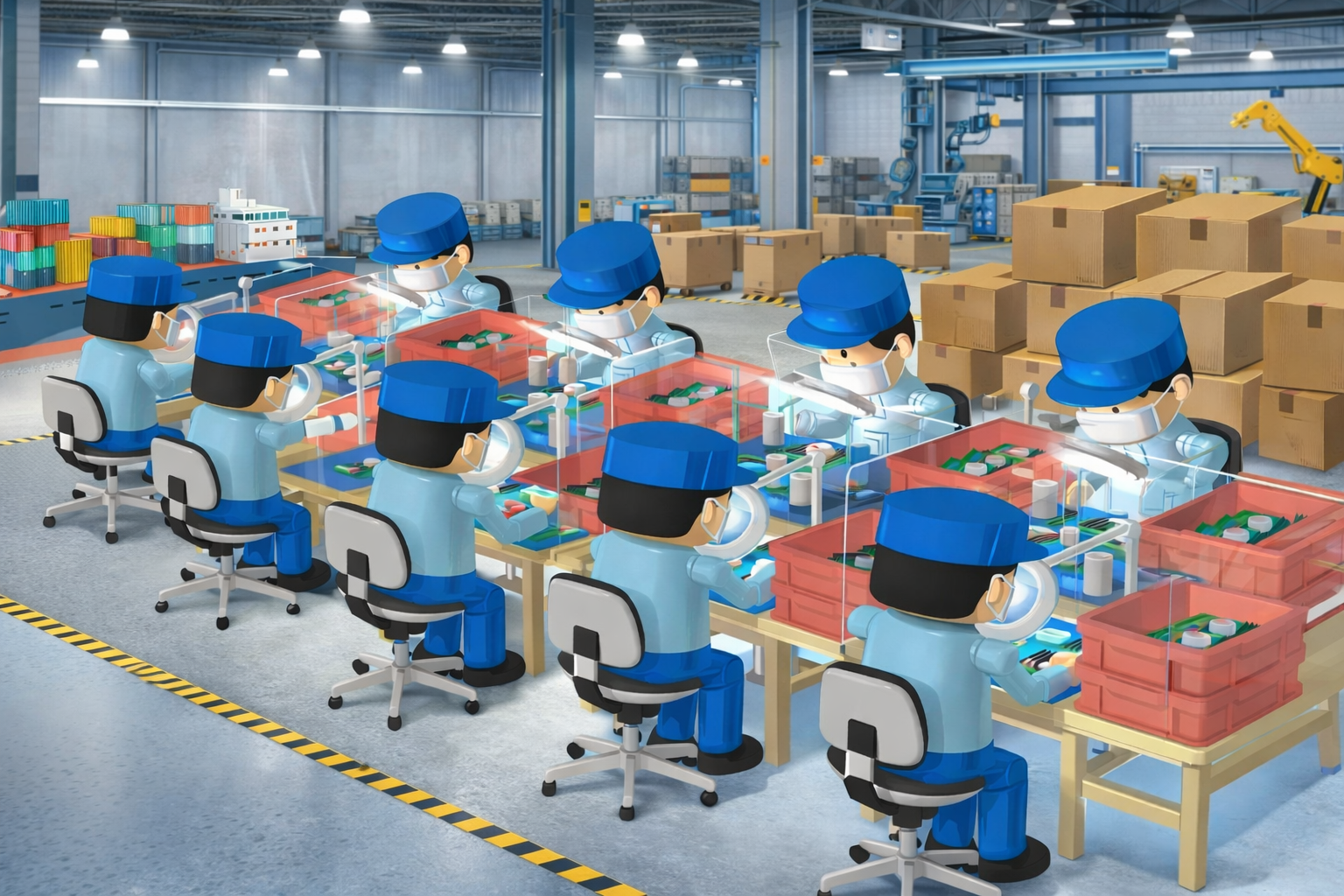 工場での細かい作業風景