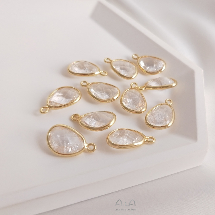 ゴールドフレーム クリアクリスタルアクセサリーパーツ