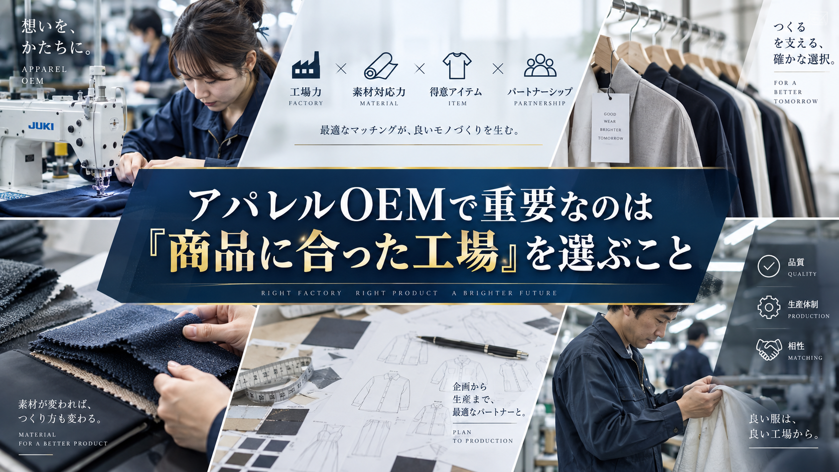 アパレルOEMで商品に合った工場を選ぶイメージ